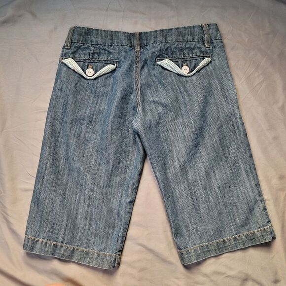 Vintage 90s kids Volcom Jean shorts - size 0, floral inside lining made in Macau - Picture 6 of 9